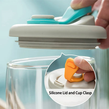 Double Wall Glass Cup – Insulated Coffee Mug with Leak-Proof Lid, Portable Borosilicate Glass - ZOOMNSTORE