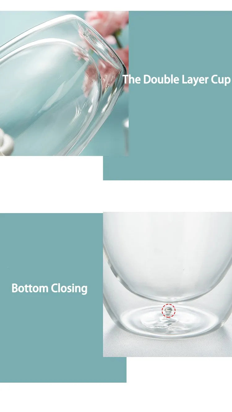 Double Wall Glass Cup – Insulated Coffee Mug with Leak-Proof Lid, Portable Borosilicate Glass - ZOOMNSTORE