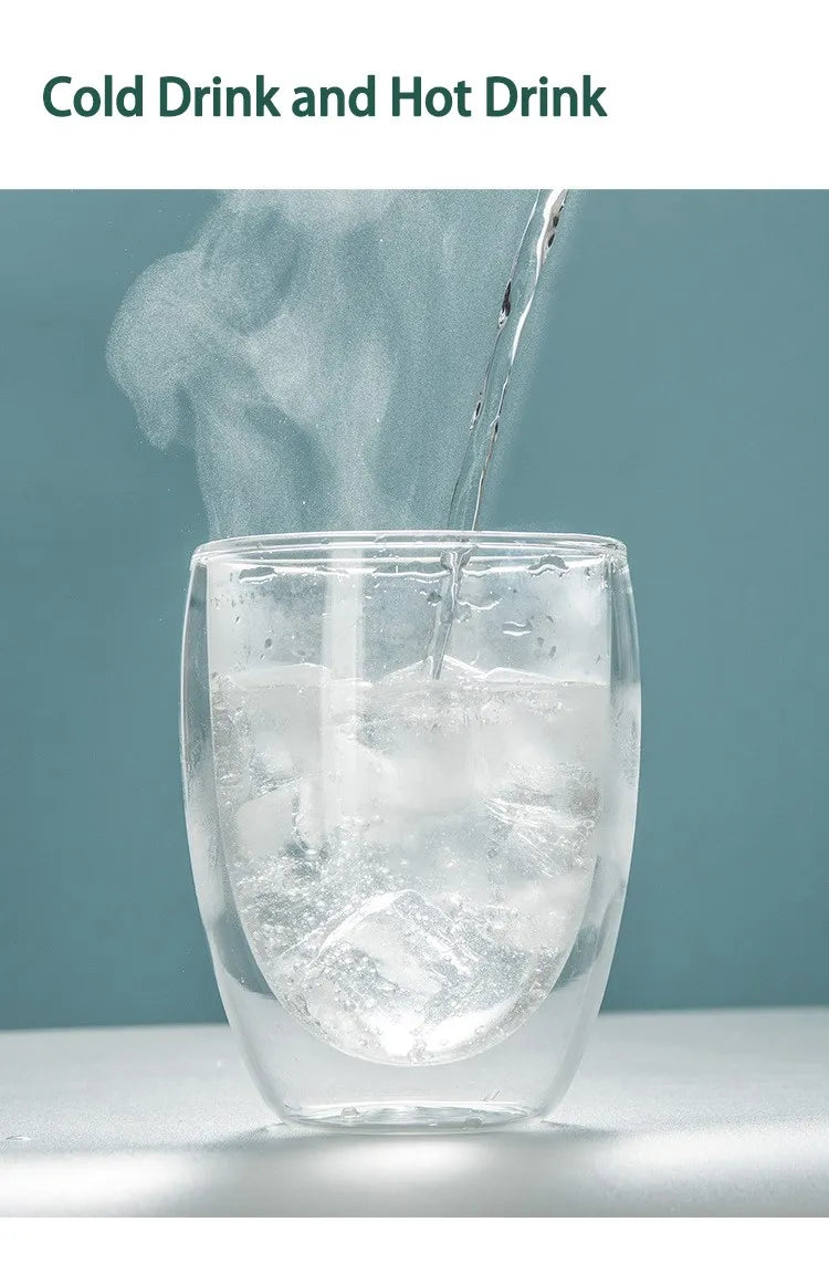 Double Wall Glass Cup – Insulated Coffee Mug with Leak-Proof Lid, Portable Borosilicate Glass - ZOOMNSTORE