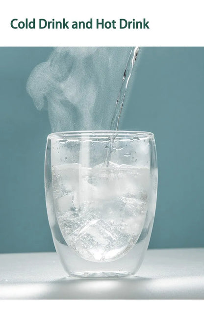 Double Wall Glass Cup – Insulated Coffee Mug with Leak-Proof Lid, Portable Borosilicate Glass - ZOOMNSTORE