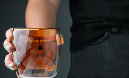 Double Wall Glass Mug - Cute Animal Drinkware | Insulated Borosilicate Cup - ZOOMNSTORE