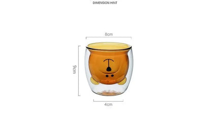 Double Wall Glass Mug - Cute Animal Drinkware | Insulated Borosilicate Cup - ZOOMNSTORE