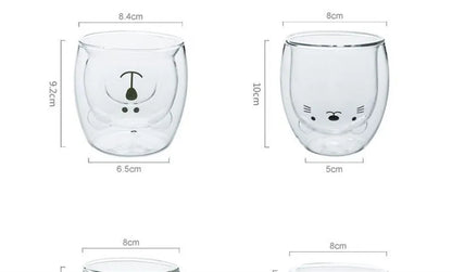 Double Wall Glass Mug - Cute Animal Drinkware | Insulated Borosilicate Cup - ZOOMNSTORE