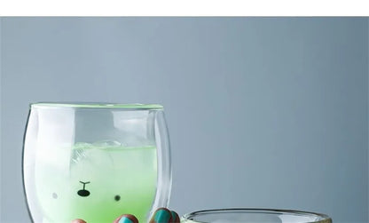 Double Wall Glass Mug - Cute Animal Drinkware | Insulated Borosilicate Cup - ZOOMNSTORE