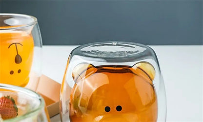 Double Wall Glass Mug - Cute Animal Drinkware | Insulated Borosilicate Cup - ZOOMNSTORE