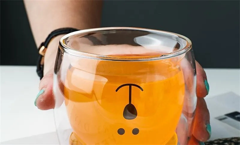 Double Wall Glass Mug - Cute Animal Drinkware | Insulated Borosilicate Cup - ZOOMNSTORE