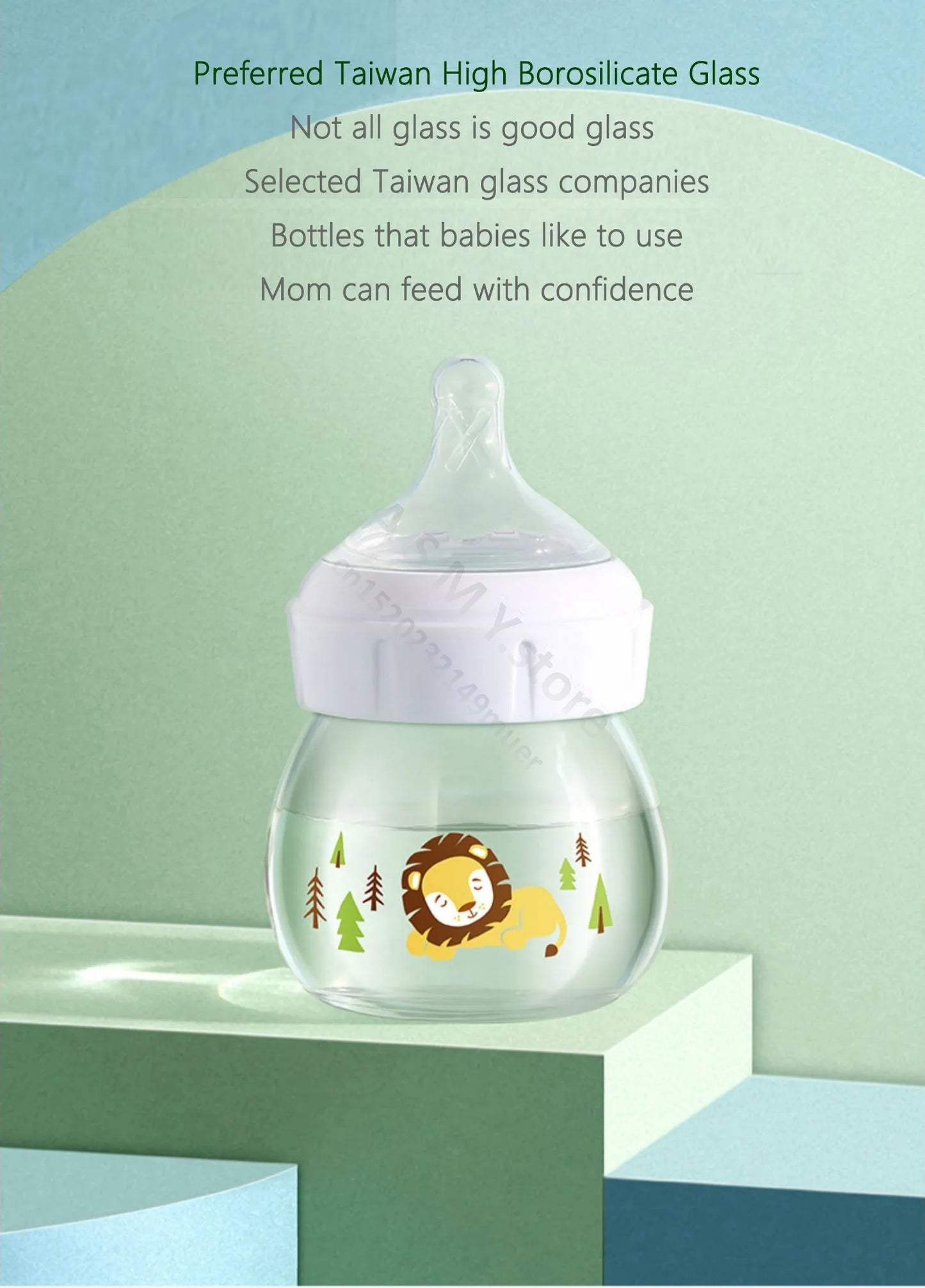 Dr. Brown's Glass Bottle - Wide Bore Baby Bottle 60ML Newborn Feeding Solution - ZOOMNSTORE