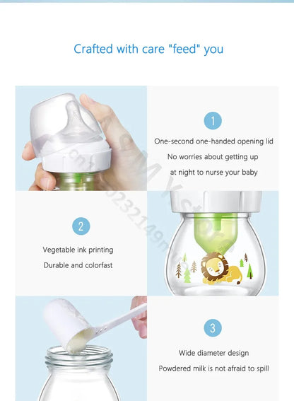 Dr. Brown's Glass Bottle - Wide Bore Baby Bottle 60ML Newborn Feeding Solution - ZOOMNSTORE