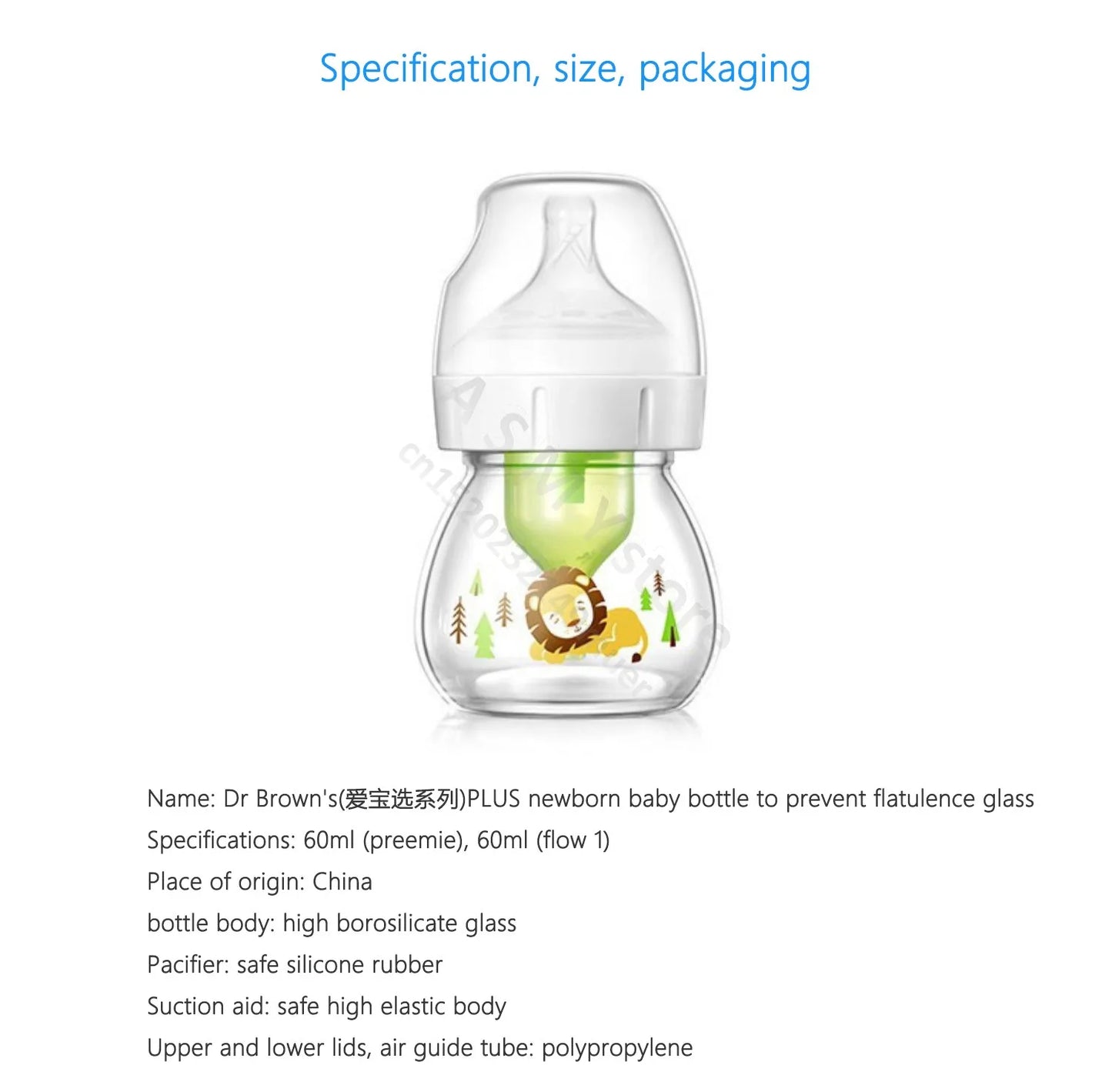 Dr. Brown's Glass Bottle - Wide Bore Baby Bottle 60ML Newborn Feeding Solution - ZOOMNSTORE