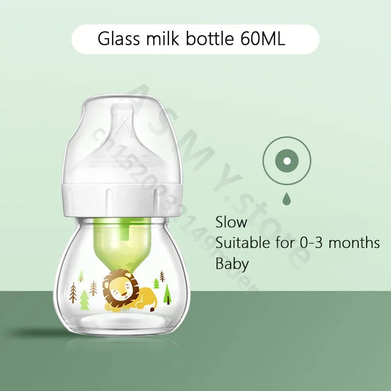 Dr. Brown's Glass Bottle - Wide Bore Baby Bottle 60ML Newborn Feeding Solution - ZOOMNSTORE
