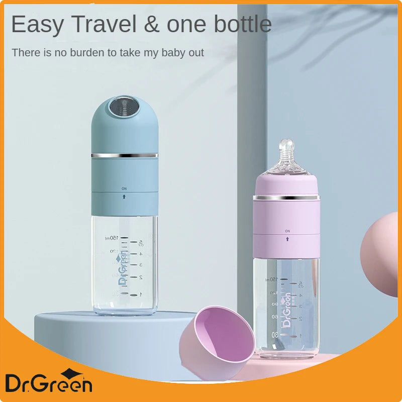 Dr.Green Baby Bottle Wide Mouth Glass Newborn Feeding Bottle - Fast Milk Filling, Removable Washable - ZOOMNSTORE