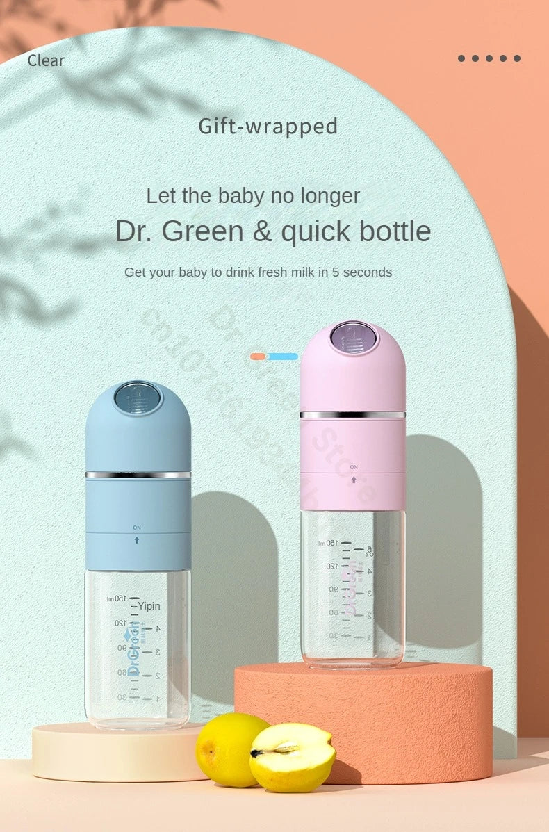 Dr.Green Baby Bottle Wide Mouth Glass Newborn Feeding Bottle - Fast Milk Filling, Removable Washable - ZOOMNSTORE