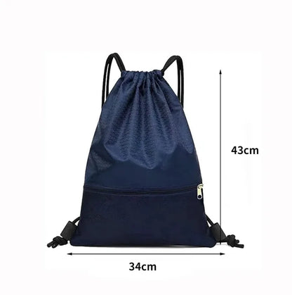 Drawstring Gym Bag - Durable Nylon Sports Backpack with Large Capacity & Zipper Pocket - ZOOMNSTORE
