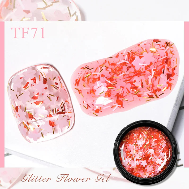 Pink Dried Flower Gel Nail Polish - Natural Flower Fairy Art Soak Off UVLED Varnish - ZOOMNSTORE