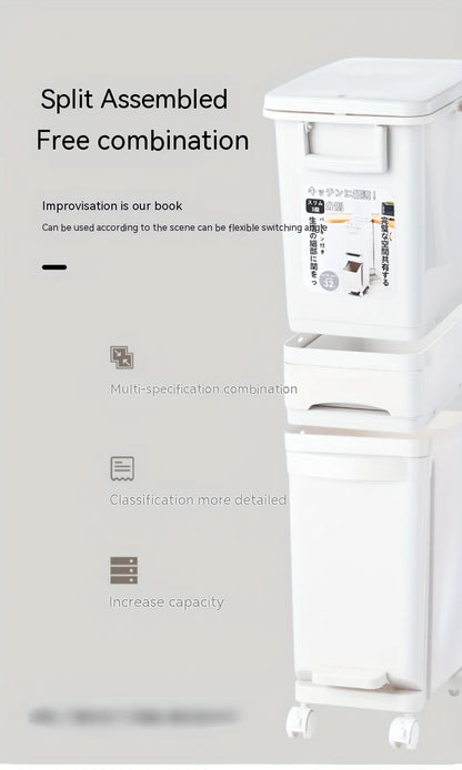 Large Dual-Compartment Trash Can - Durable Plastic Bin for DryWet Separation - ZOOMNSTORE