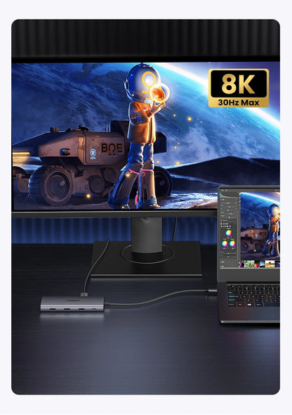 Dual HDMI USB-C HUB 10-in-1 Docking Station | 8K HDMI Adapter | 100W PD Fast Charging - ZOOMNSTORE