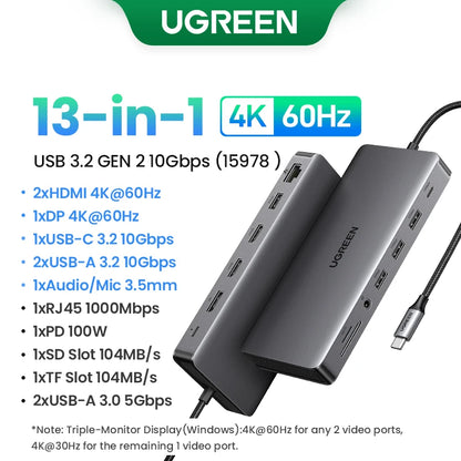 Dual HDMI USB-C HUB 10-in-1 Docking Station | 8K HDMI Adapter | 100W PD Fast Charging - ZOOMNSTORE