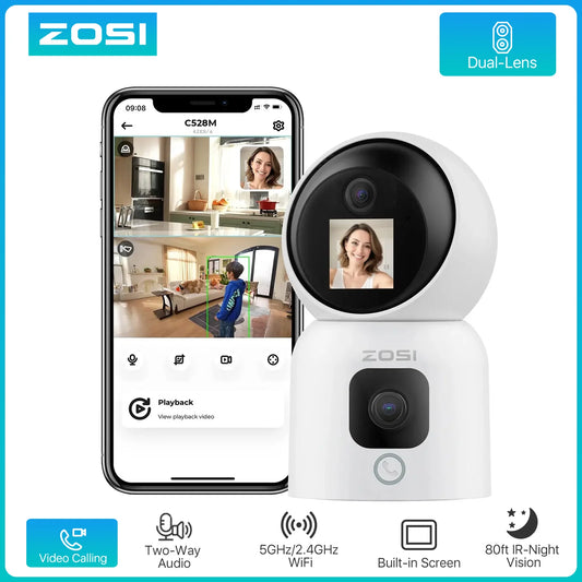 ZOSI C528 6MP/4MP HD Dual-Lens Indoor WiFi Security Camera Plug-in 360° Views Pan/Tilt Home Surveillance Baby/Pet Dog Monitor - ZOOMNSTORE