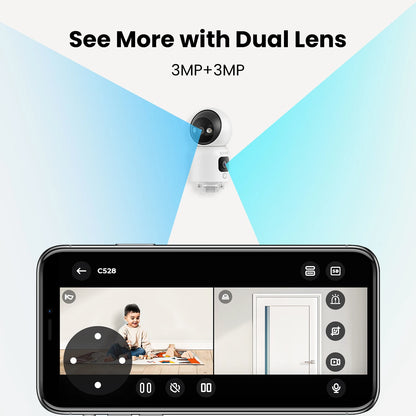 ZOSI C528 6MP/4MP HD Dual-Lens Indoor WiFi Security Camera Plug-in 360° Views Pan/Tilt Home Surveillance Baby/Pet Dog Monitor - ZOOMNSTORE