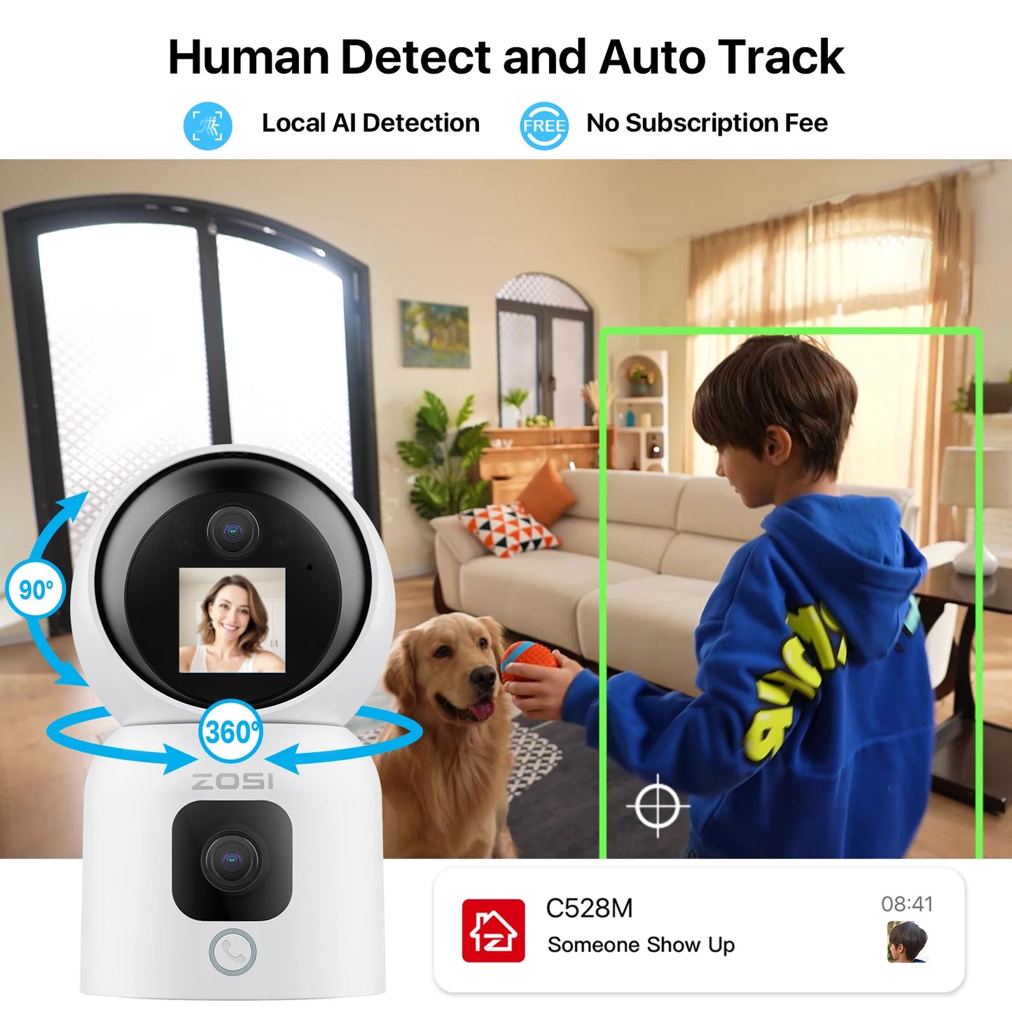 ZOSI C528 6MP/4MP HD Dual-Lens Indoor WiFi Security Camera Plug-in 360° Views Pan/Tilt Home Surveillance Baby/Pet Dog Monitor - ZOOMNSTORE