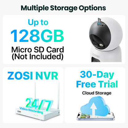 ZOSI C528 6MP/4MP HD Dual-Lens Indoor WiFi Security Camera Plug-in 360° Views Pan/Tilt Home Surveillance Baby/Pet Dog Monitor - ZOOMNSTORE