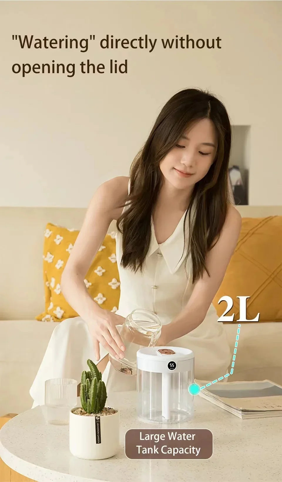 2L USB Humidifier - Quiet LED Night Light Diffuser for Home  Office - ZOOMNSTORE