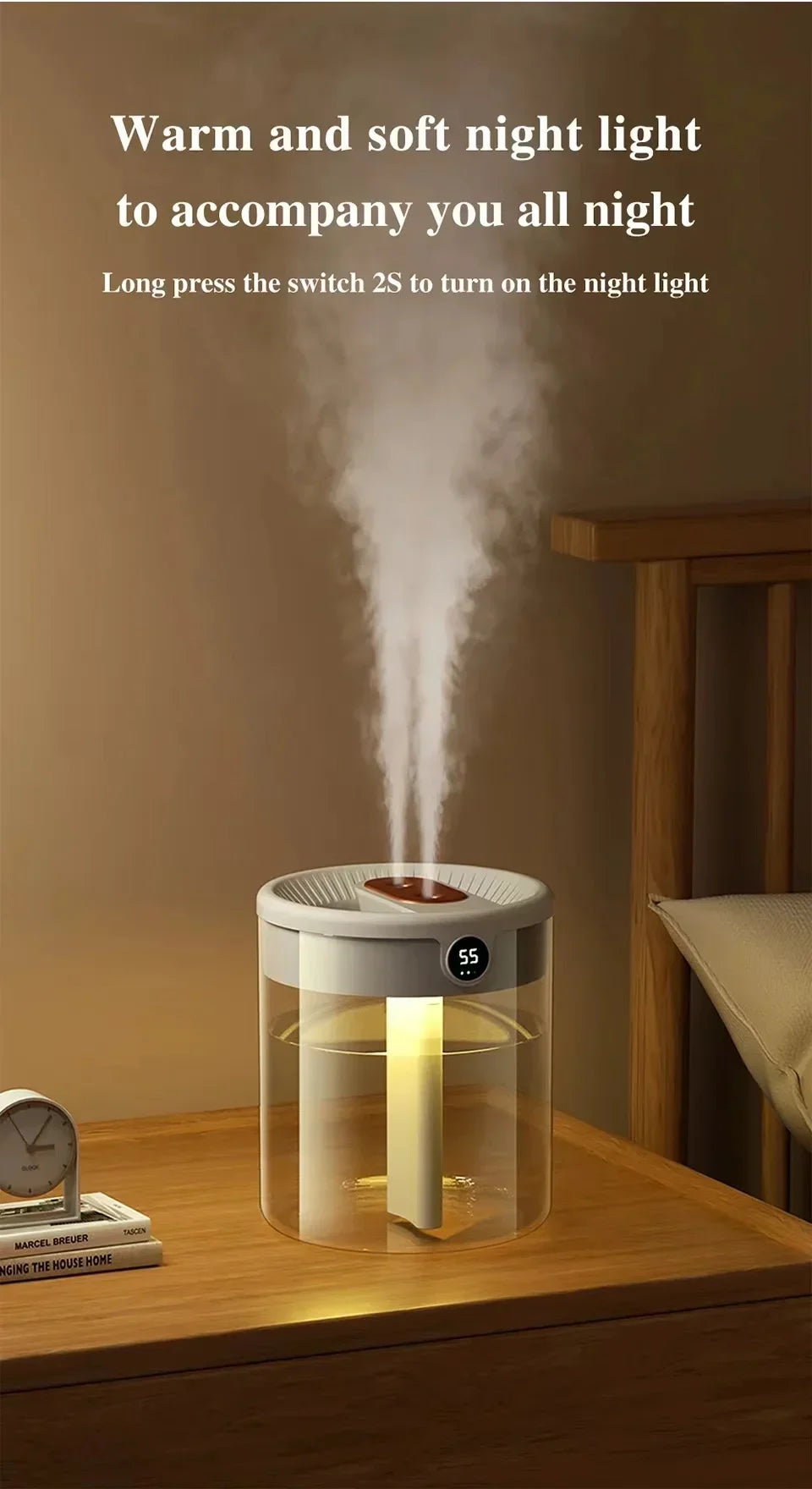 2L USB Humidifier - Quiet LED Night Light Diffuser for Home  Office - ZOOMNSTORE