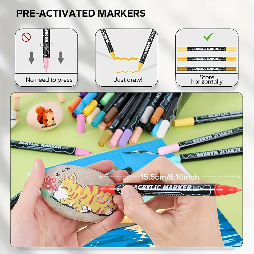 Dual Tip Acrylic Markers - Premium Art Pens for DIY Crafts - ZOOMNSTORE