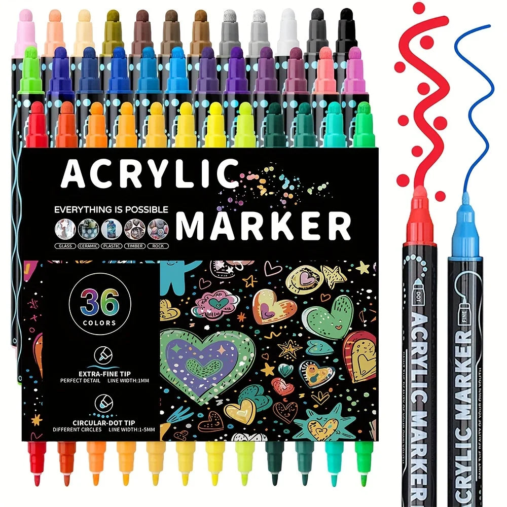 Dual Tip Acrylic Markers - Premium Art Pens for DIY Crafts - ZOOMNSTORE
