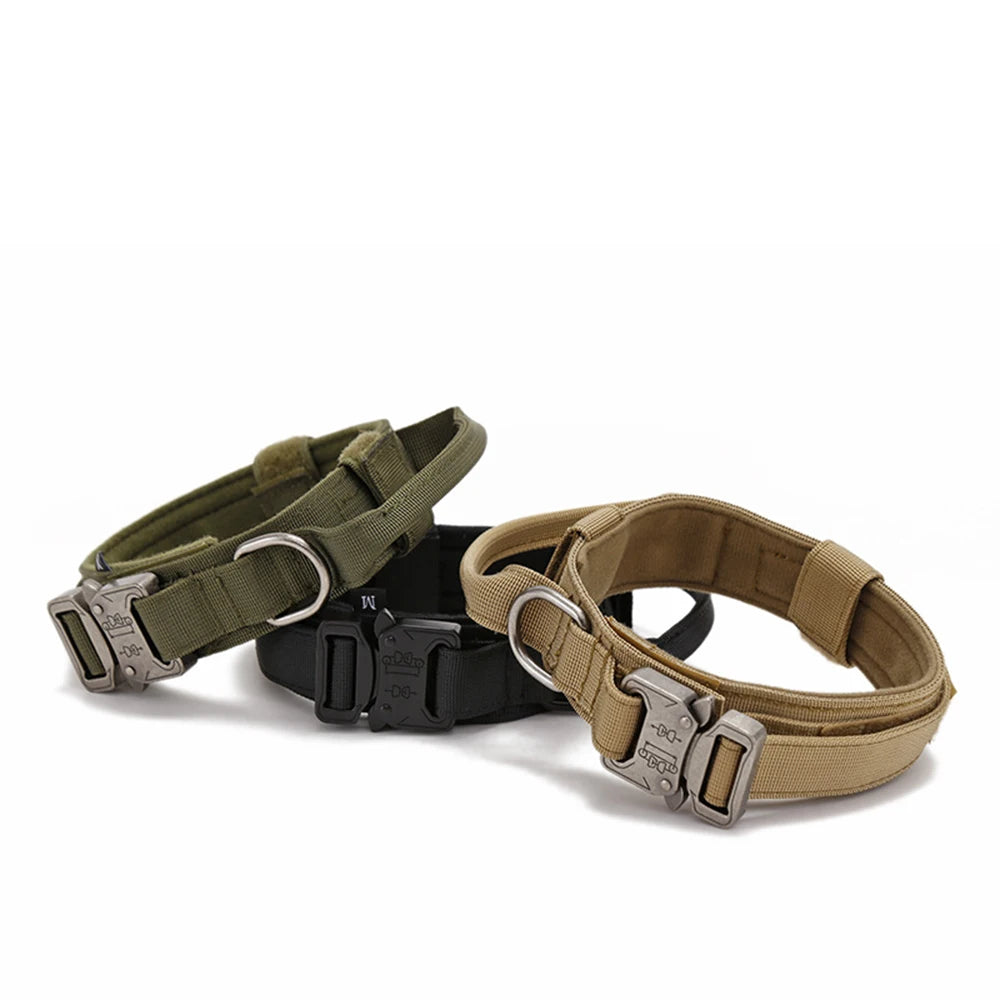 Durable Nylon Dog Collar and Leash Set - Reflective Tactical Training for Large Dogs - ZOOMNSTORE
