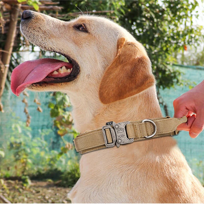 Durable Nylon Dog Collar and Leash Set - Reflective Tactical Training for Large Dogs - ZOOMNSTORE
