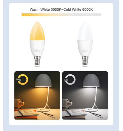E14 Smart LED Bulb - Zigbee Candle Bulb With RGBC LED Lamp, Voice Controlled & Dimmable - ZOOMNSTORE