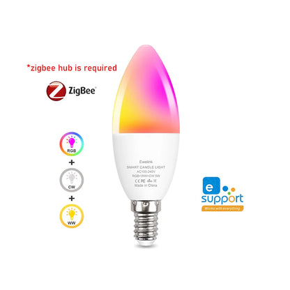 E14 Smart LED Bulb - Zigbee Candle Bulb With RGBC LED Lamp, Voice Controlled & Dimmable - ZOOMNSTORE
