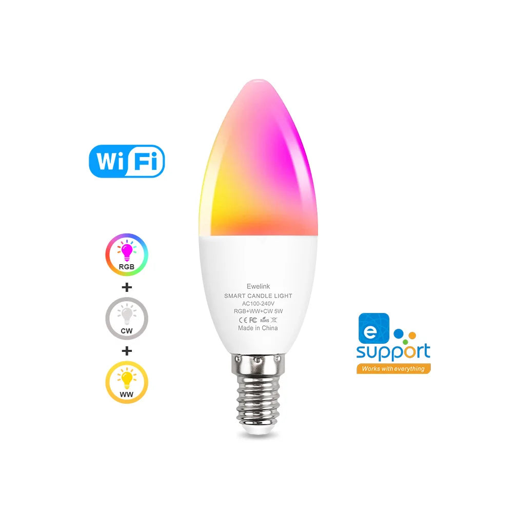 E14 Smart LED Bulb - Zigbee Candle Bulb With RGBC LED Lamp, Voice Controlled & Dimmable - ZOOMNSTORE