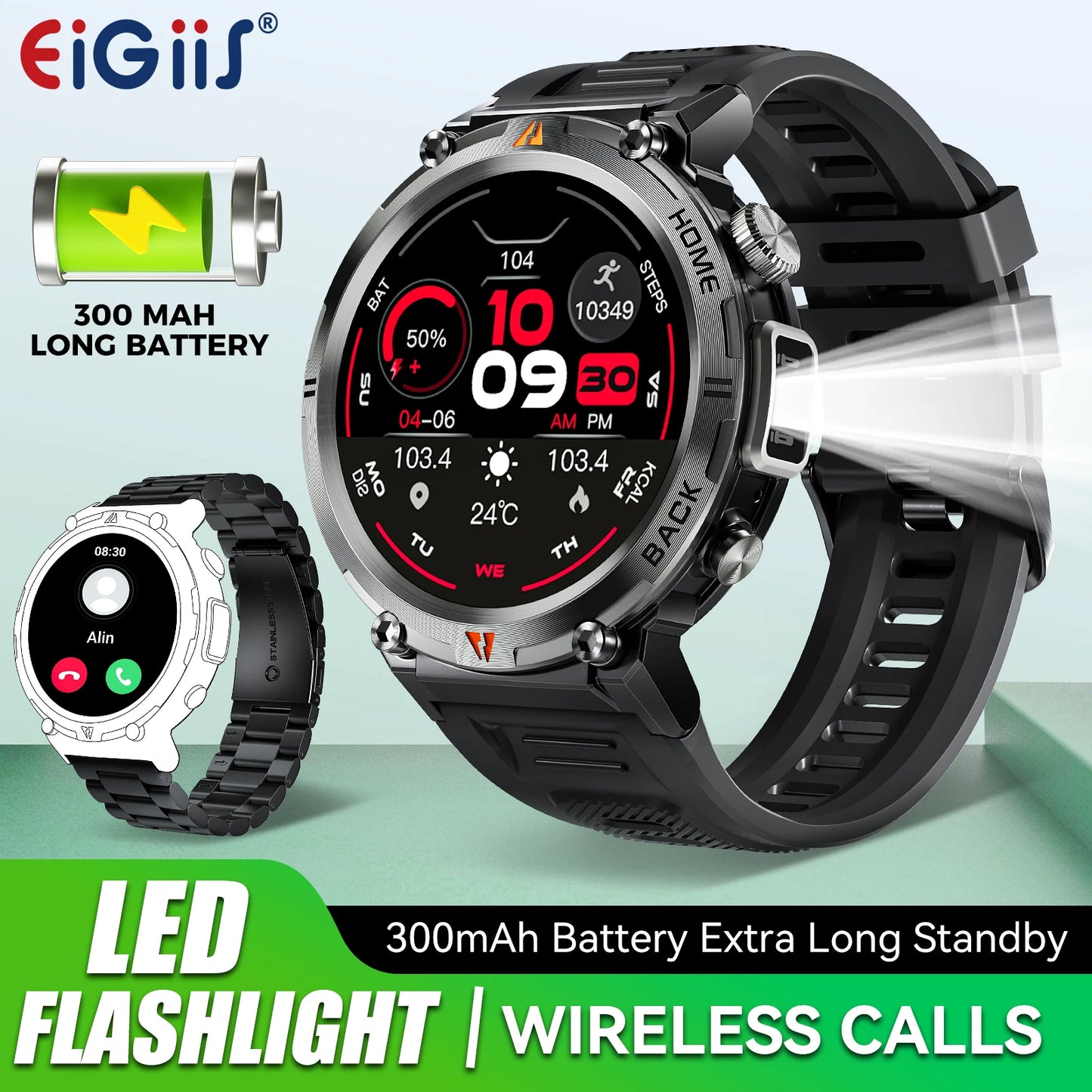 EIGIIS KE3 Smart Watch - Waterproof Bluetooth Health Monitor with 100 Sports Modes - ZOOMNSTORE