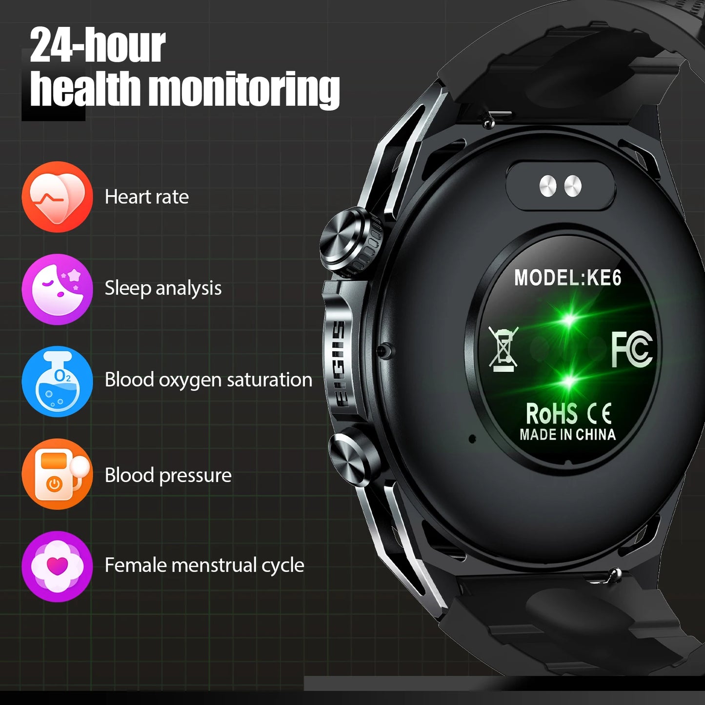 EIGIIS KE6 Smart Watch - AMOLED Waterproof Health Monitor - ZOOMNSTORE