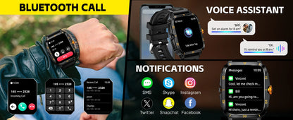 EIGIIS Smart Watch 3ATM Waterproof - IPS Screen Men’s Fitness Tracker with Bluetooth Call - ZOOMNSTORE