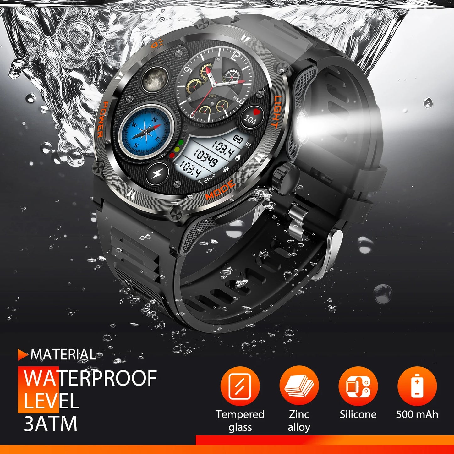 EIGIIS Smart Watch - Waterproof Sport Watch With Heart Rate Monitor & LED Flashlight - ZOOMNSTORE