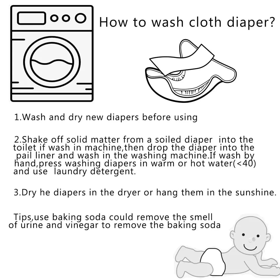 Eco-Friendly Baby Diaper - Reusable Cloth Diaper Set With Adjustable Baby Nappy - ZOOMNSTORE