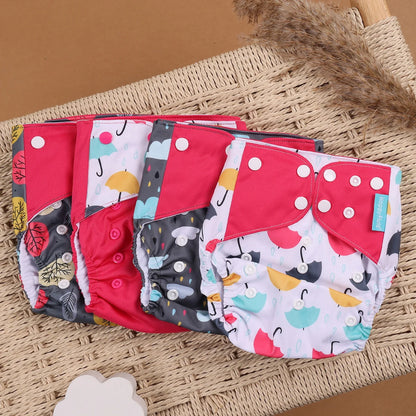 Eco Friendly Cloth Diaper - HappyFlute 4Pcs Reusable Baby Diaper Set Waterproof Pocket Design - ZOOMNSTORE