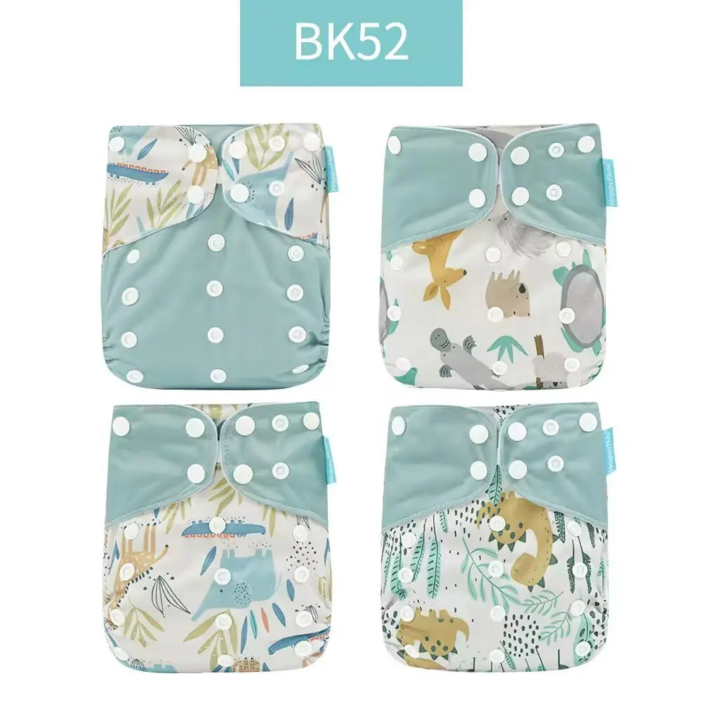 Eco Friendly Cloth Diaper - HappyFlute 4Pcs Reusable Baby Diaper Set Waterproof Pocket Design - ZOOMNSTORE
