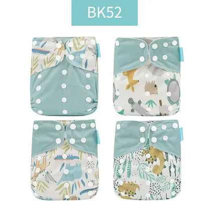 Eco Friendly Cloth Diaper - HappyFlute 4Pcs Reusable Baby Diaper Set Waterproof Pocket Design - ZOOMNSTORE