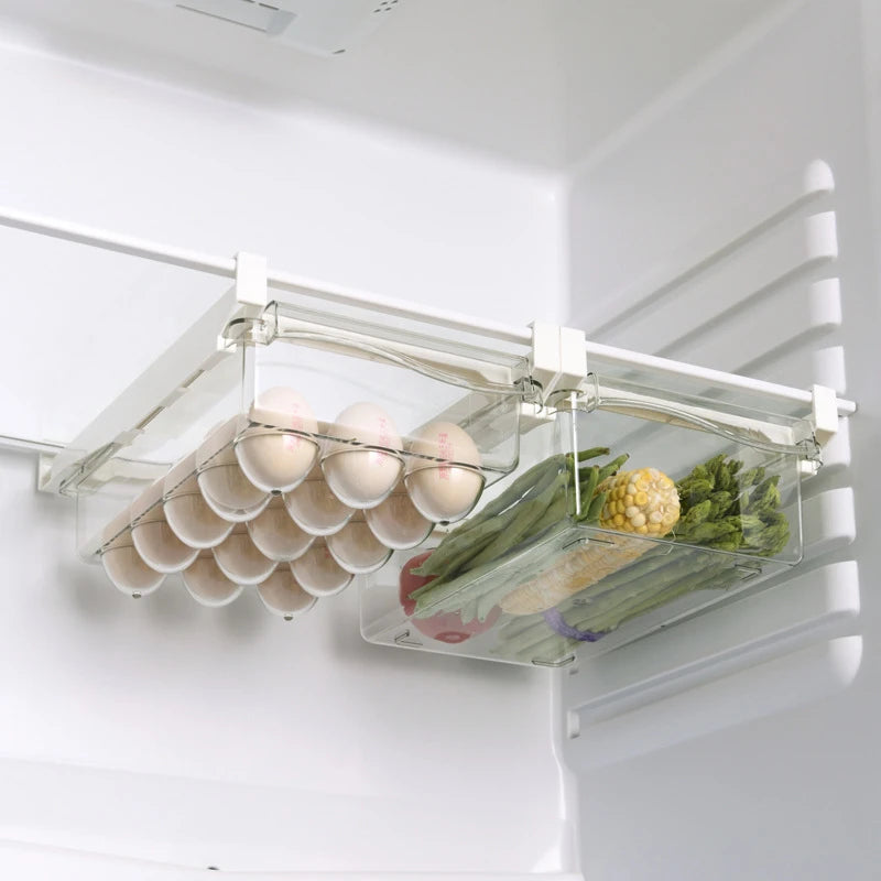 Refrigerator Egg Storage Box - Drawer Style Plastic Egg Holder and Fresh-Keeping Food Rack - ZOOMNSTORE