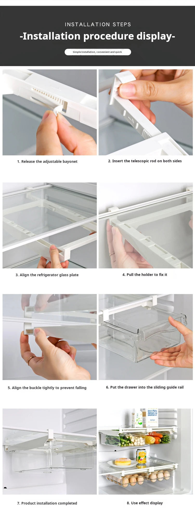 Refrigerator Egg Storage Box - Drawer Style Plastic Egg Holder and Fresh-Keeping Food Rack - ZOOMNSTORE
