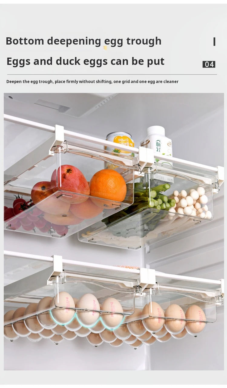 Refrigerator Egg Storage Box - Drawer Style Plastic Egg Holder and Fresh-Keeping Food Rack - ZOOMNSTORE