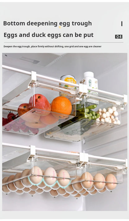 Refrigerator Egg Storage Box - Drawer Style Plastic Egg Holder and Fresh-Keeping Food Rack - ZOOMNSTORE