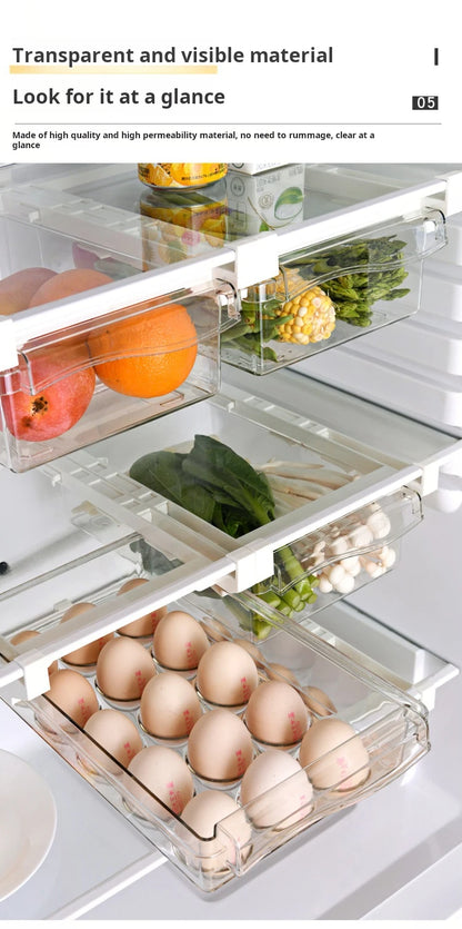 Refrigerator Egg Storage Box - Drawer Style Plastic Egg Holder and Fresh-Keeping Food Rack - ZOOMNSTORE