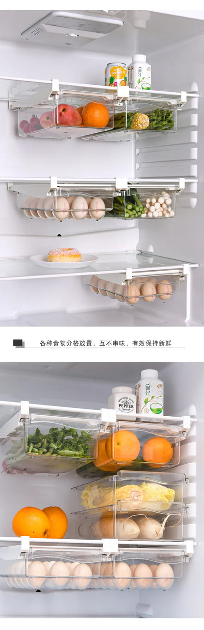 Refrigerator Egg Storage Box - Drawer Style Plastic Egg Holder and Fresh-Keeping Food Rack - ZOOMNSTORE