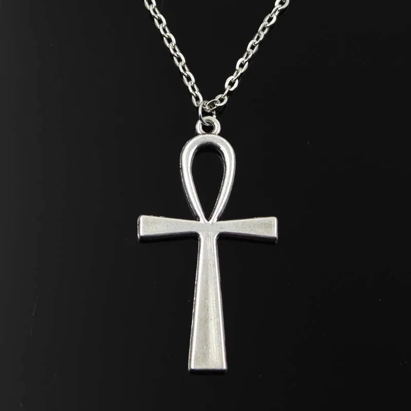 Simple Classic Fashion Cross Egyptian Ankh Life Symbol Antique Silver Color Pendant Short Long Chain Necklaces Jewelry For Women - ZOOMNSTORE