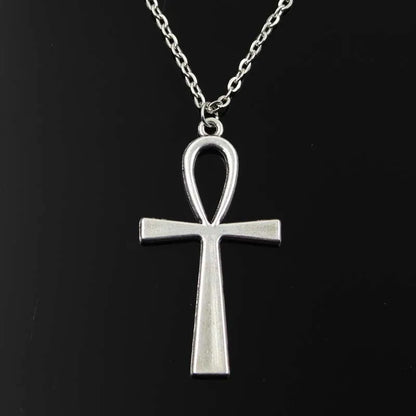 Simple Classic Fashion Cross Egyptian Ankh Life Symbol Antique Silver Color Pendant Short Long Chain Necklaces Jewelry For Women - ZOOMNSTORE